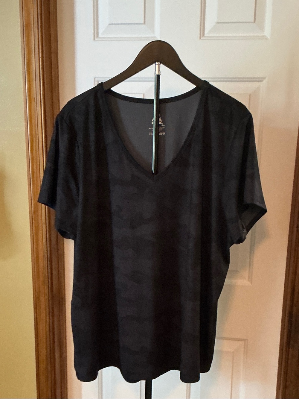 RBX Black Subtle Camo V-Neck Short Sleeve Shirt